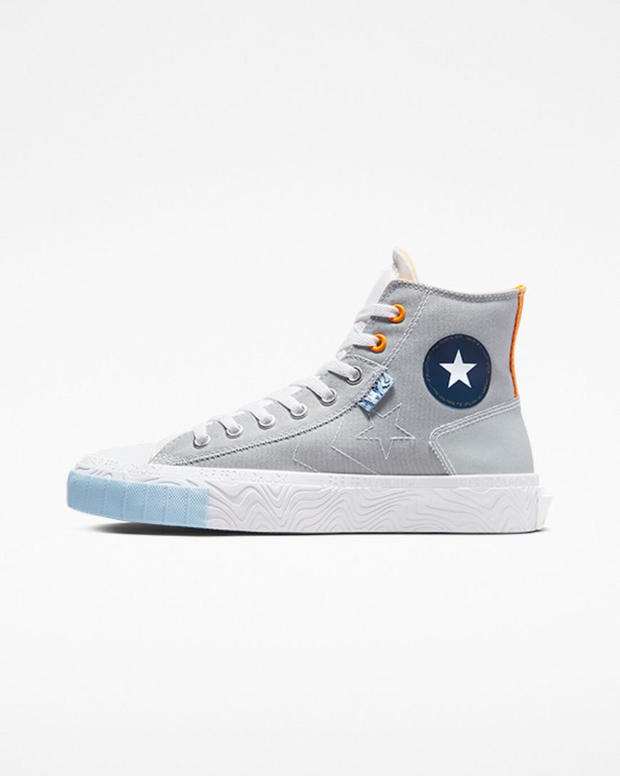 Tenisky Vysoke Converse Chuck Taylor Alt Star Reflective Shine Panske Siva Biele Oranžové | SK SKYIE3